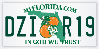 FL license plate DZIR19