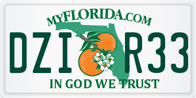 FL license plate DZIR33