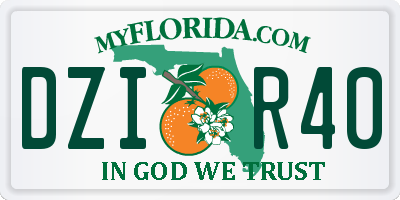 FL license plate DZIR40