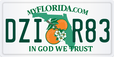 FL license plate DZIR83