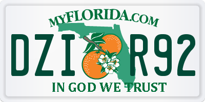 FL license plate DZIR92