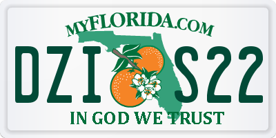 FL license plate DZIS22
