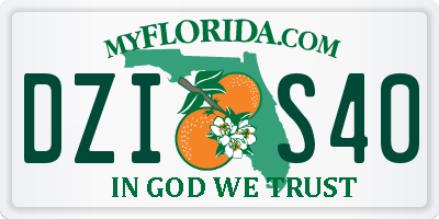 FL license plate DZIS40