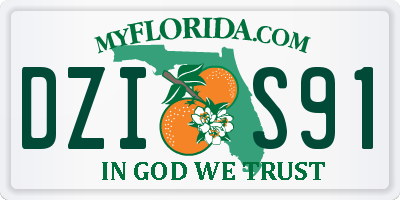 FL license plate DZIS91