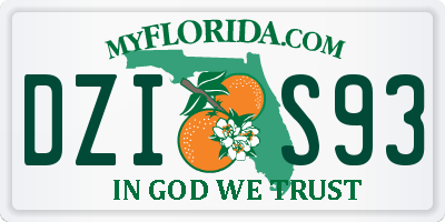 FL license plate DZIS93