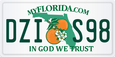 FL license plate DZIS98