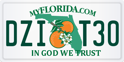 FL license plate DZIT30