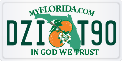 FL license plate DZIT90