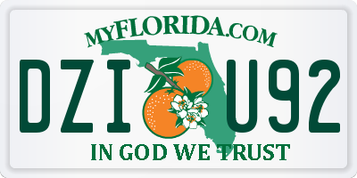 FL license plate DZIU92