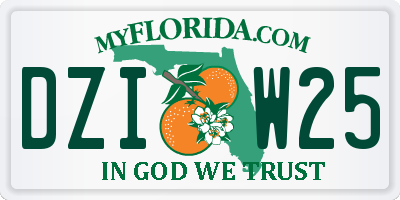 FL license plate DZIW25