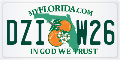FL license plate DZIW26