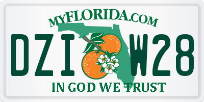 FL license plate DZIW28