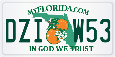 FL license plate DZIW53