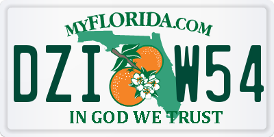 FL license plate DZIW54