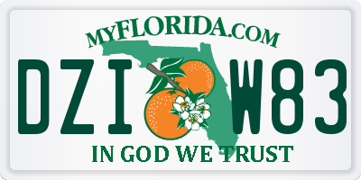 FL license plate DZIW83