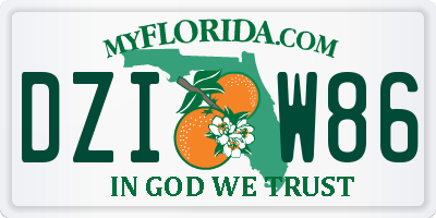 FL license plate DZIW86