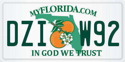 FL license plate DZIW92