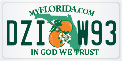 FL license plate DZIW93