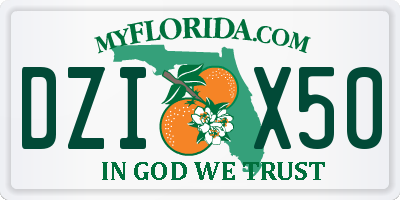 FL license plate DZIX50