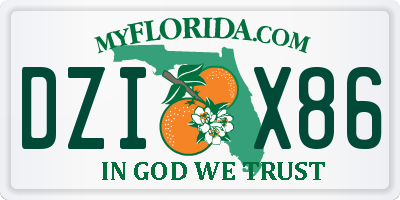 FL license plate DZIX86