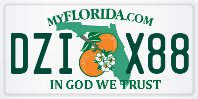 FL license plate DZIX88