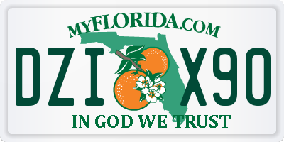 FL license plate DZIX90
