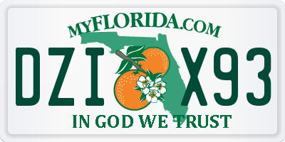 FL license plate DZIX93