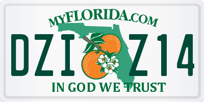 FL license plate DZIZ14