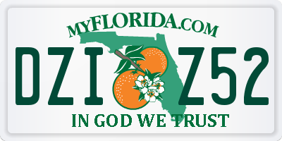 FL license plate DZIZ52