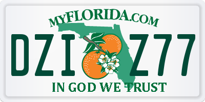 FL license plate DZIZ77