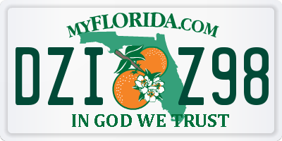 FL license plate DZIZ98