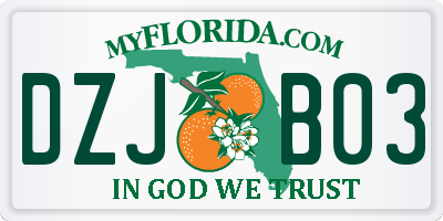 FL license plate DZJB03