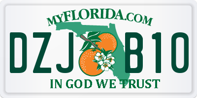 FL license plate DZJB10