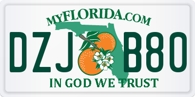 FL license plate DZJB80