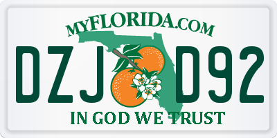 FL license plate DZJD92