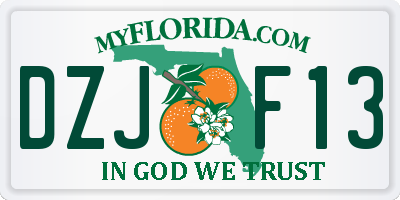 FL license plate DZJF13