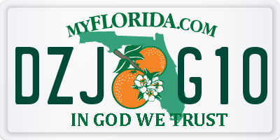FL license plate DZJG10