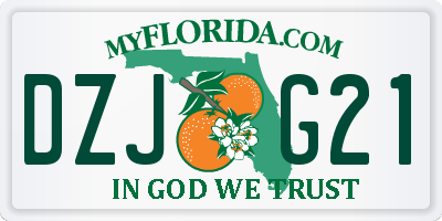 FL license plate DZJG21