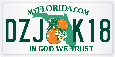FL license plate DZJK18