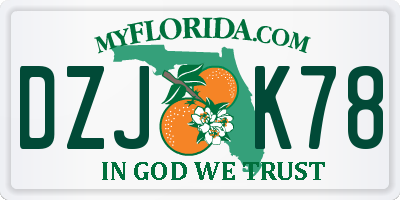FL license plate DZJK78