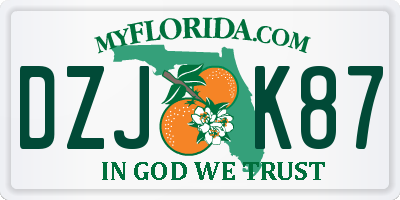 FL license plate DZJK87