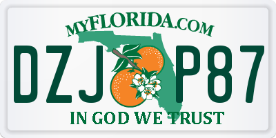 FL license plate DZJP87