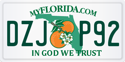 FL license plate DZJP92