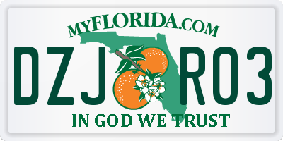 FL license plate DZJR03