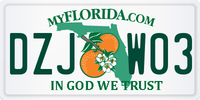 FL license plate DZJW03