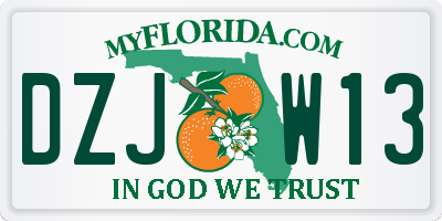 FL license plate DZJW13