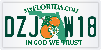 FL license plate DZJW18