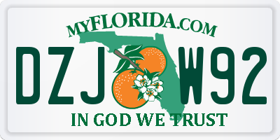 FL license plate DZJW92