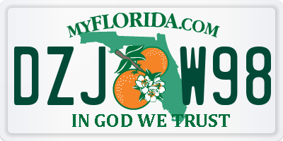 FL license plate DZJW98