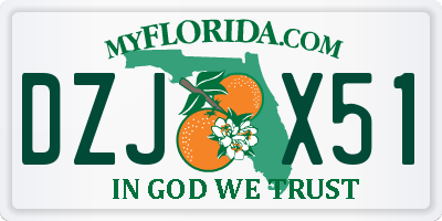 FL license plate DZJX51